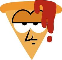 Bored slice of pizza, illustration, on a white background. vector