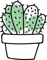 Pot of cactuses, illustration, vector on white background.