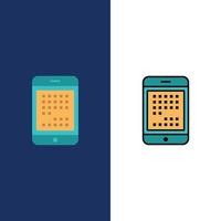 Phone Computer Device Digital Ipad Mobile  Icons Flat and Line Filled Icon Set Vector Blue Backgroun