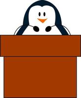 Penguin with microphone, illustration, vector on white background.