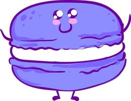 Pretty purple macaron, illustration, vector on white background.