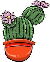 Cactus in red pot , illustration, vector on white background