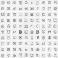 paquete de 100 iconos de líneas universales para móviles y web vector