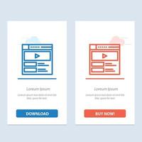 Video Video Player Web Website  Blue and Red Download and Buy Now web Widget Card Template vector
