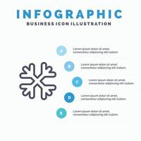 nieve copos de nieve invierno canadá icono de línea con 5 pasos presentación infografía fondo vector