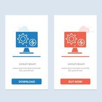 Generator Monitor Screen Setting Gear Money  Blue and Red Download and Buy Now web Widget Card Templ vector