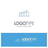 gráfico de crecimiento gráfico de diagrama de flujo aumentar el progreso logotipo de contorno azul con lugar para el eslogan vector