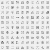 paquete de 100 iconos de líneas universales para móviles y web vector