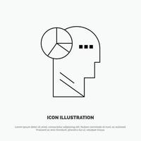 Graph Head Mind Thinking Line Icon Vector