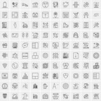 paquete de 100 iconos de líneas universales para móviles y web vector