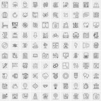 paquete de 100 iconos de líneas universales para móviles y web vector