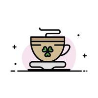 té café taza irlanda negocio línea plana icono lleno vector banner plantilla