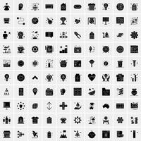 Set of 100 Business Solid Glyph icons vector