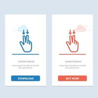 Fingers Gesture  Down  Blue and Red Download and Buy Now web Widget Card Template vector