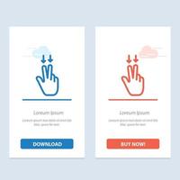 Fingers Gesture  Down  Blue and Red Download and Buy Now web Widget Card Template vector