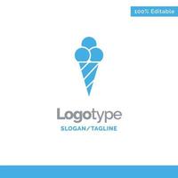 lugar de plantilla de logotipo sólido azul de cono de helado de playa para eslogan vector