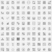 paquete de 100 iconos de líneas universales para móviles y web vector