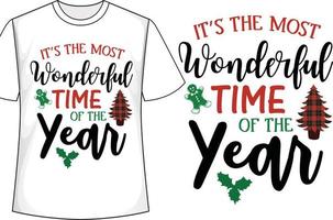 es la época más maravillosa del año diseño de camiseta de navidad vector