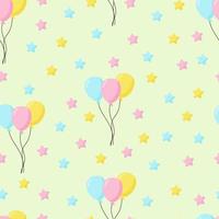 Seamless  background with party balloons of different colors ideal for baby shower.Air balloons vector seamless pattern.  Yellow background