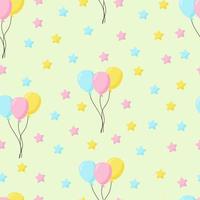 Seamless  background with party balloons of different colors ideal for baby shower.Air balloons vector seamless pattern.  Yellow background