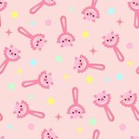 Seamless pattern with baby pig rattle. Children's pattern on textiles. Gentle children's  pink   background vector