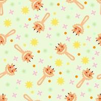 Seamless pattern with baby cow rattle. Children's pattern on textiles. Gentle children's  yellow background vector