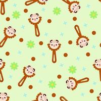 Seamless pattern with baby lamb rattle. Children's pattern on textiles. Gentle children's  green   background vector