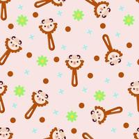 Seamless pattern with baby lamb rattle. Children's pattern on textiles. Gentle children's  pink   background vector