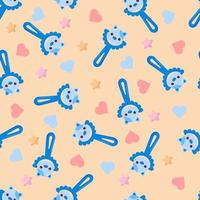 Seamless pattern with baby cat rattle. Children's pattern on textiles. Gentle children's  beige   background vector