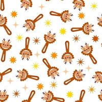 Seamless pattern with baby deer rattle. Children's pattern on textiles. Gentle children's  white   background vector