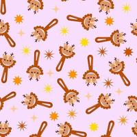 Seamless pattern with baby deer rattle. Children's pattern on textiles. Gentle children's  pink  background vector