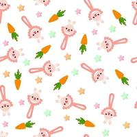 Seamless pattern with baby bunny rattle. Children's pattern on textiles. Gentle children's  white   background vector