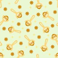 Seamless pattern with baby lion rattle. Children's pattern on textiles. Gentle children's  yellow   background vector