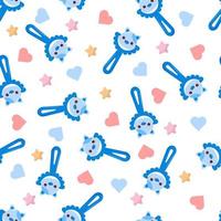 Seamless pattern with baby cat rattle. Children's pattern on textiles. Gentle children's  white   background vector