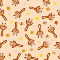 Seamless pattern with baby deer rattle. Children's pattern on textiles. Gentle children's  beige  background vector
