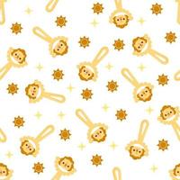 Seamless pattern with baby lion rattle. Children's pattern on textiles. Gentle children's  white   background vector