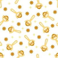 Seamless pattern with baby lion rattle. Children's pattern on textiles. Gentle children's  white   background vector