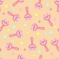 Seamless pattern with baby pig rattle. Children's pattern on textiles. Gentle children's  beige  background vector