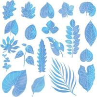 Set of Watercolor Leaf, Blue leaves clipart vector