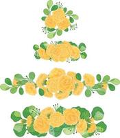 Set of Watercolor carnation flower, Yellow flora clipart vector