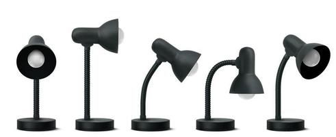 3d table lamp in different positions, desk bulb vector