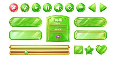 Diamond game menu interface, crystal ui buttons vector