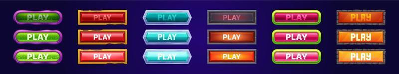 Play buttons for game menu interface vector