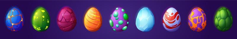 Cartoon dragon eggs set, ui game assets, elements vector