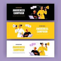 Awareness campaign, brand marketing posters vector