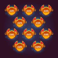 Game level number badges with fantasy gold frame vector