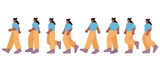 Woman walk animation, sequence cycle for game vector