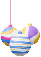 Colorful hanging christmas ball bauble 3d render png