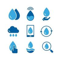 conjunto de colección de iconos de agua plana vector