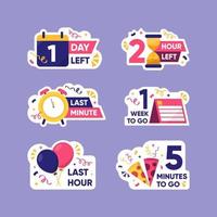 New Year Countdown Stickers Collection Set vector